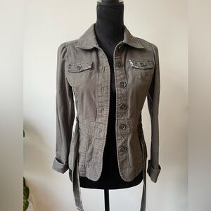Ann Taylor LOFT Utility Jacket with Velvet Belt – Size 0